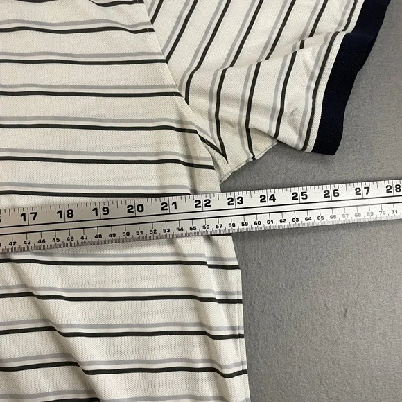 GFORE Men's White Striped‎ Golf Polo XL Shirt Navy Collar Short Sleeve - Picture 4 of 7